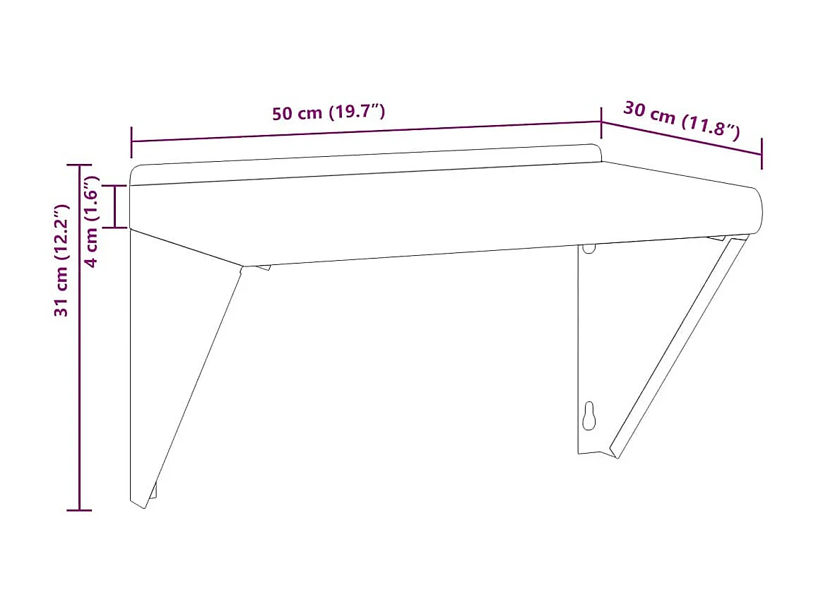 Étagère murale 50x30x31 cm argenté acier inoxydable