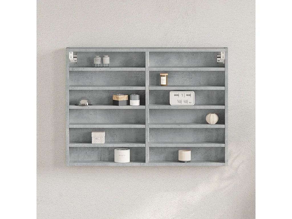 Armadietto Vetrina Grigio Cemento 80x8,5x58 cm Multistrato