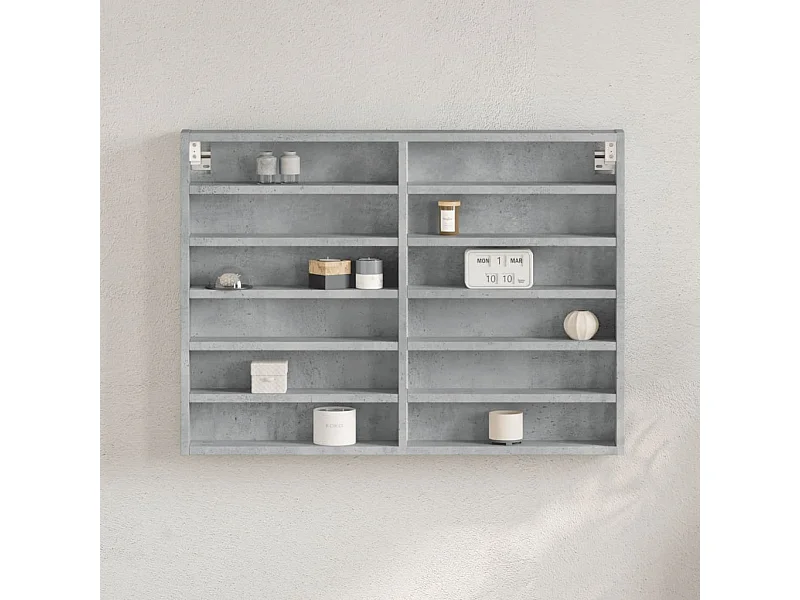 Armoire à vitrine gris béton 80x8,5x58 cm bois d'ingénierie