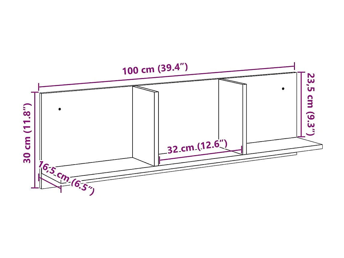 Armoire murale 100x16,5x30 cm blanc bois d'ingénierie