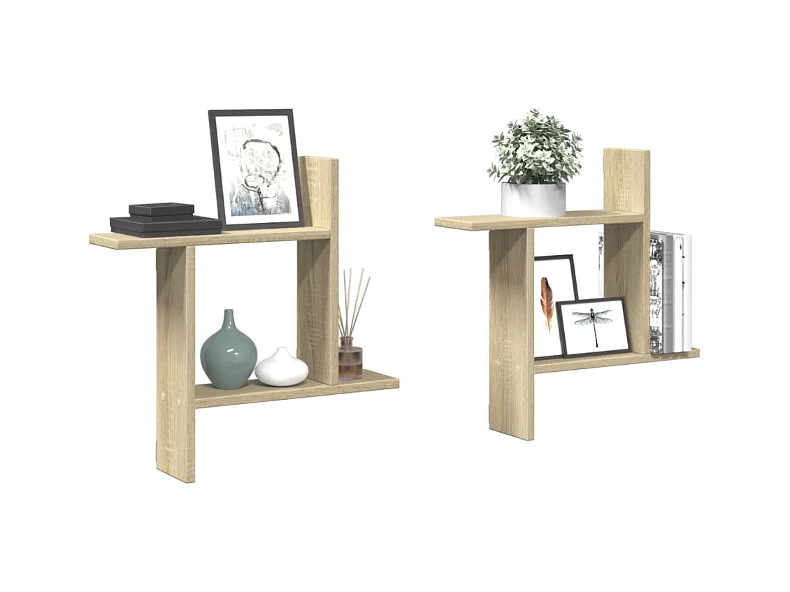 Wandregale 2 Stk. Sonoma-Eiche 50x12x50 cm Holzwerkstoff