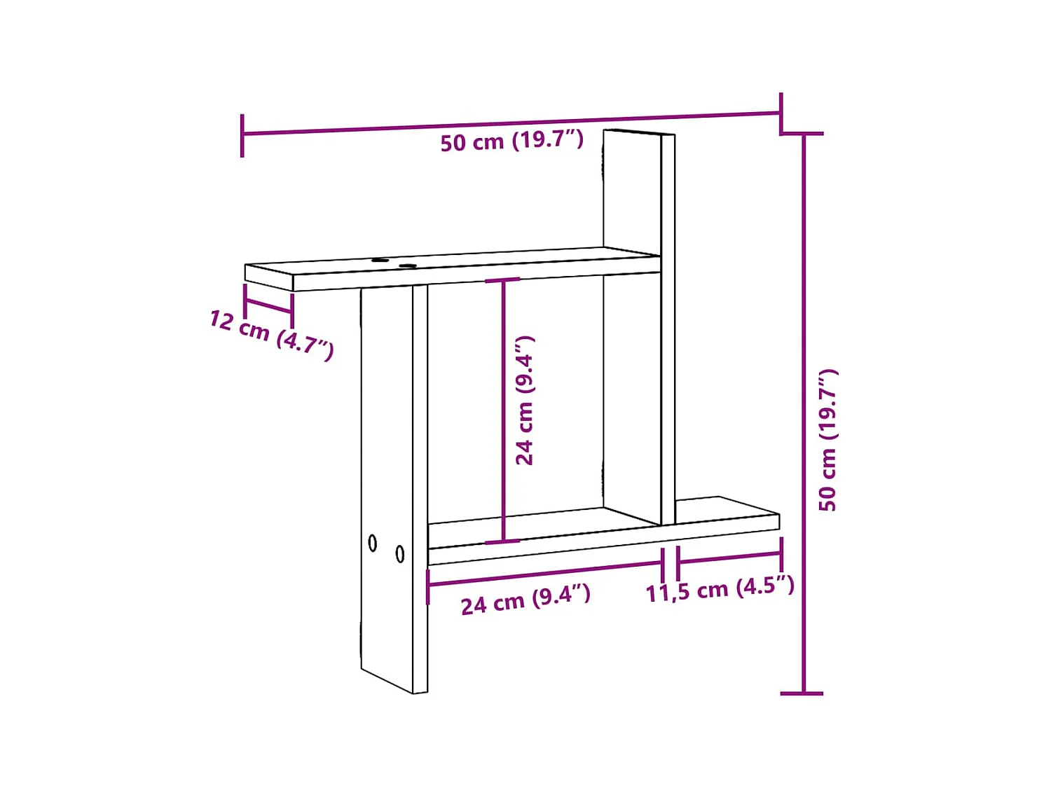Wandregale 2 Stk. Sonoma-Eiche 50x12x50 cm Holzwerkstoff