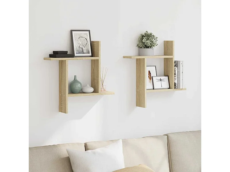 Wandregale 2 Stk. Sonoma-Eiche 50x12x50 cm Holzwerkstoff