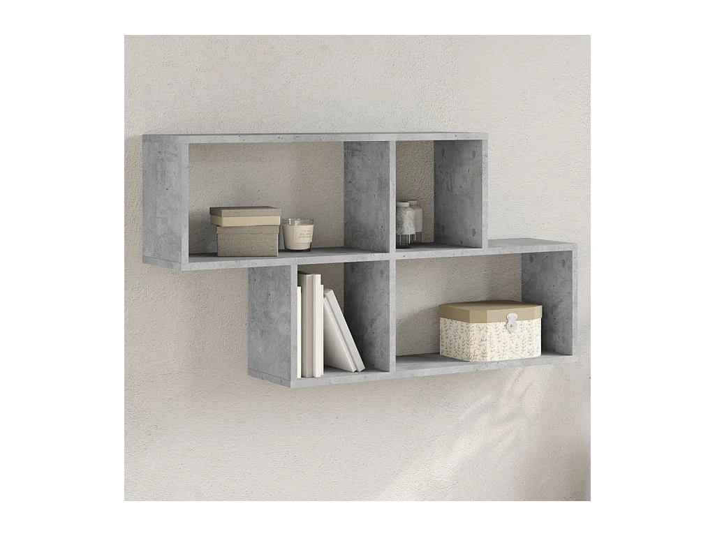 Scaffale a Muro Grigio Cemento 100x20x53 cm Legno Multistrato