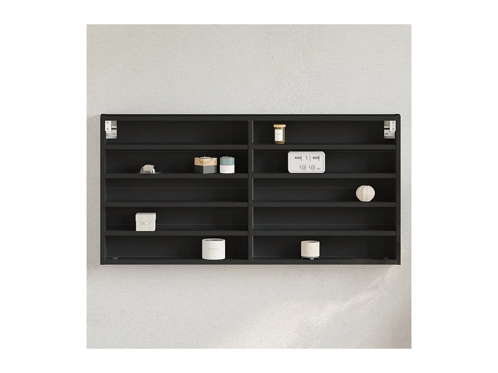 Vitrinekast 100x8,5x50 cm bewerkt hout zwart