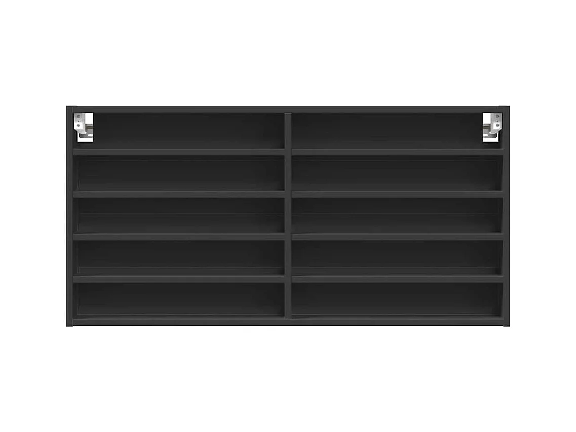 Vitrinekast 100x8,5x50 cm bewerkt hout zwart