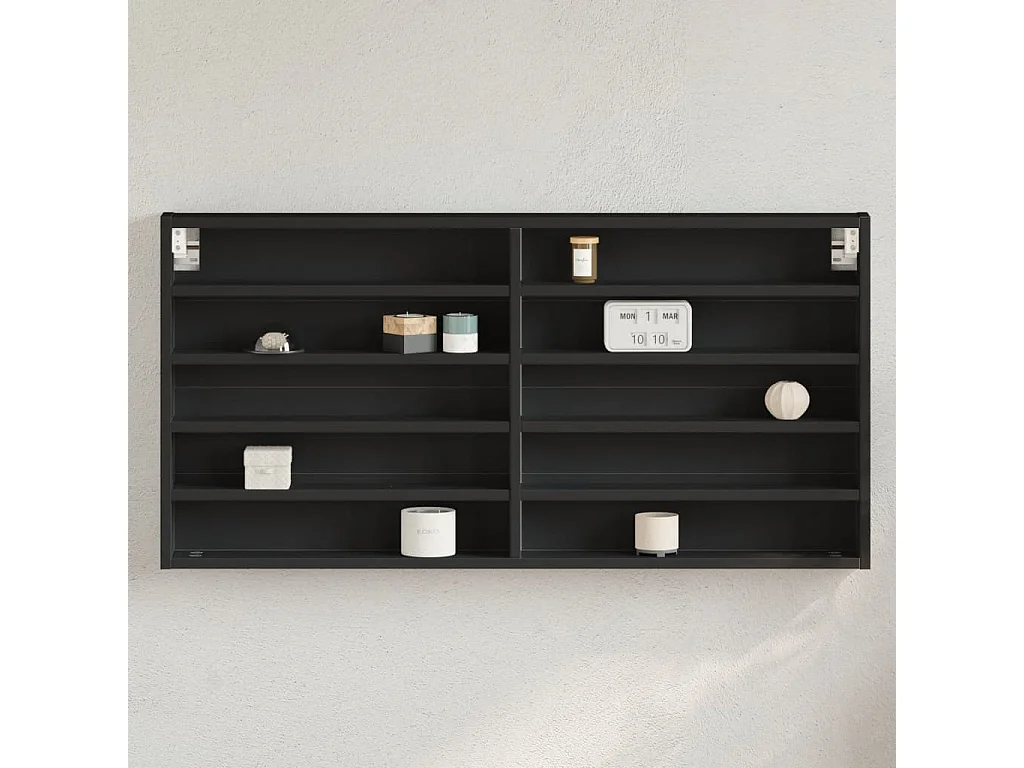 Vitrinekast 100x8,5x50 cm bewerkt hout zwart