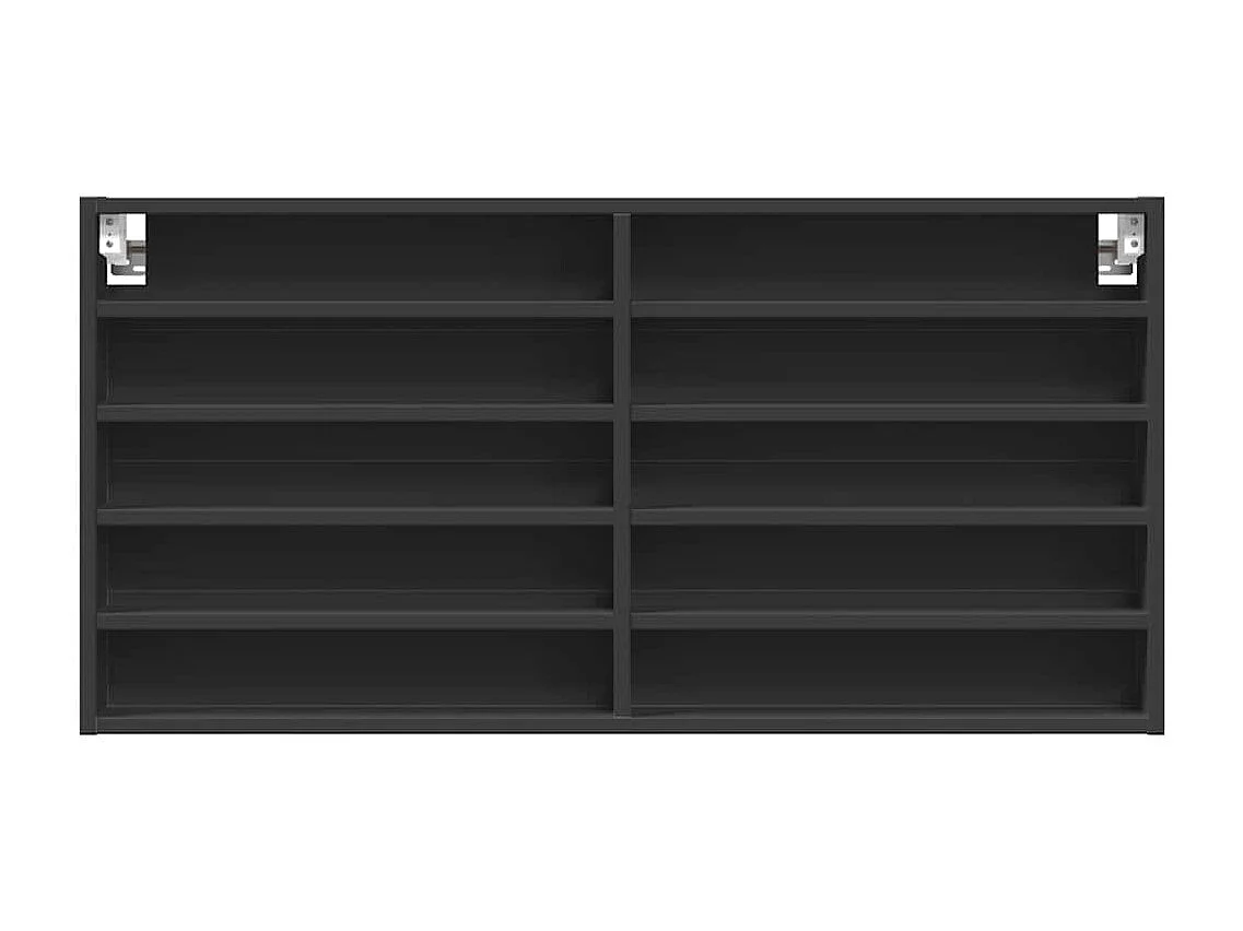 Vitrinekast 100x8,5x50 cm bewerkt hout zwart