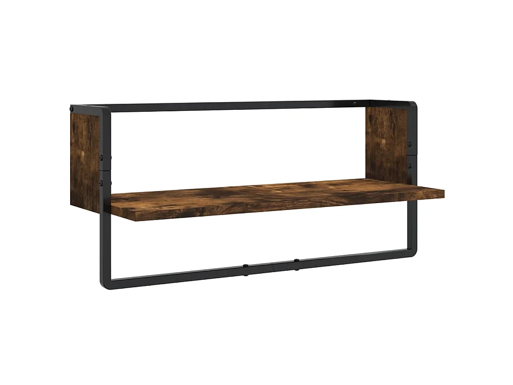 Ensemble d'étagères murales avec barres 6 pcs chêne fumé