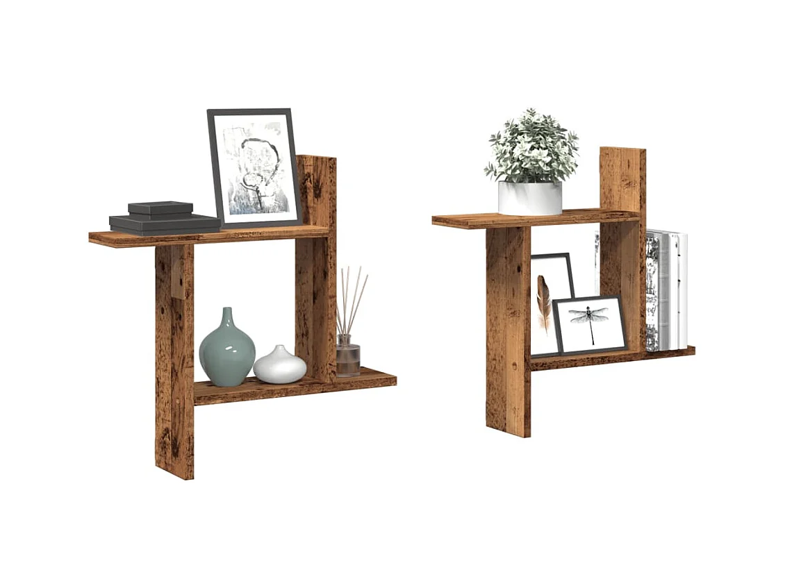 Wandregale 2 Stk. Altholz-Optik 50x12x50 cm Holzwerkstoff