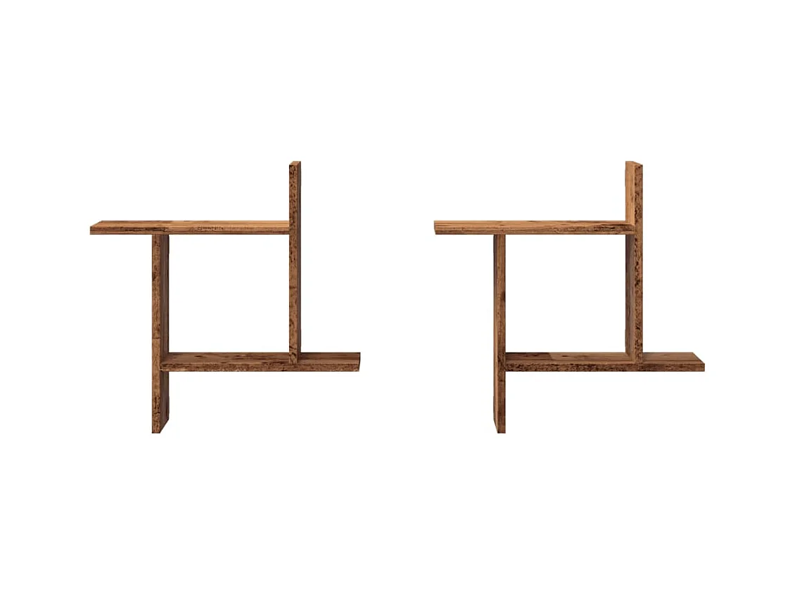 Wandregale 2 Stk. Altholz-Optik 50x12x50 cm Holzwerkstoff