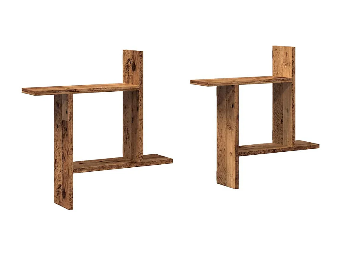 Prateleiras de parede 2 pcs derivados de madeira madeira velha