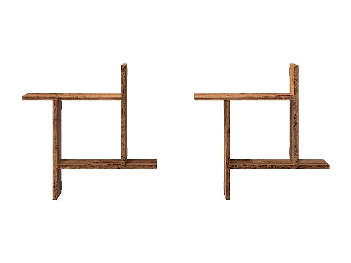 Prateleiras de parede 2 pcs derivados de madeira madeira velha