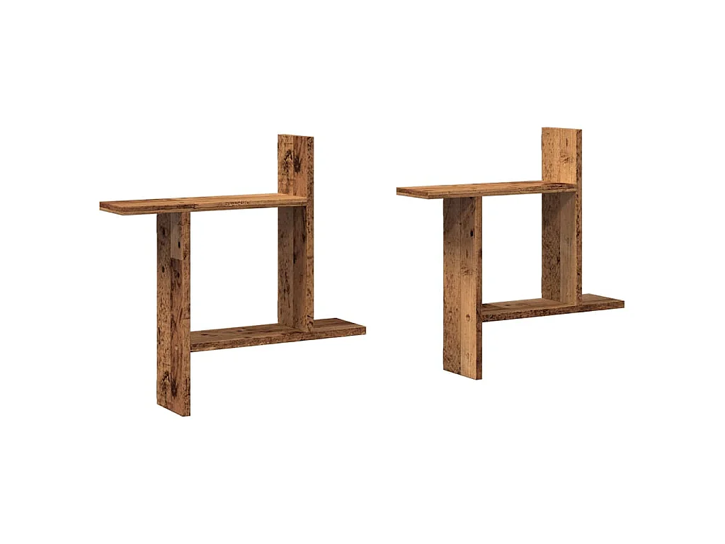 Étagères murales 2 pcs vieux bois 50x12x50 cm bois d'ingénierie