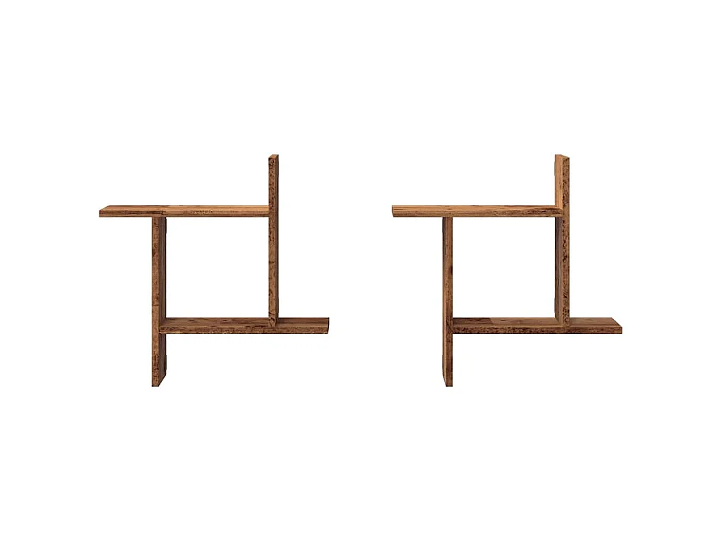 Étagères murales 2 pcs vieux bois 50x12x50 cm bois d'ingénierie