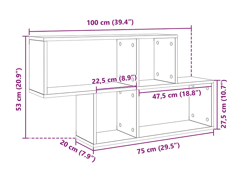 Wandregal Sonoma-Eiche 100x20x53 cm Holzwerkstoff