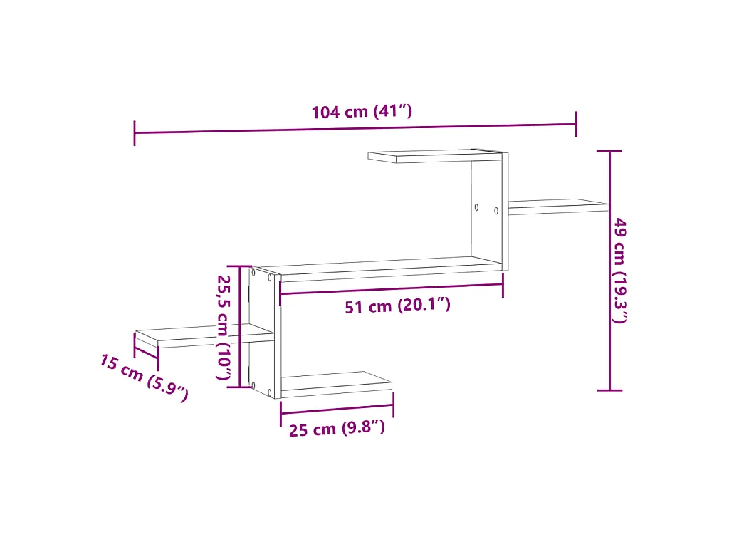 Wandschap 104x15x49 cm bewerkt hout betongrijs