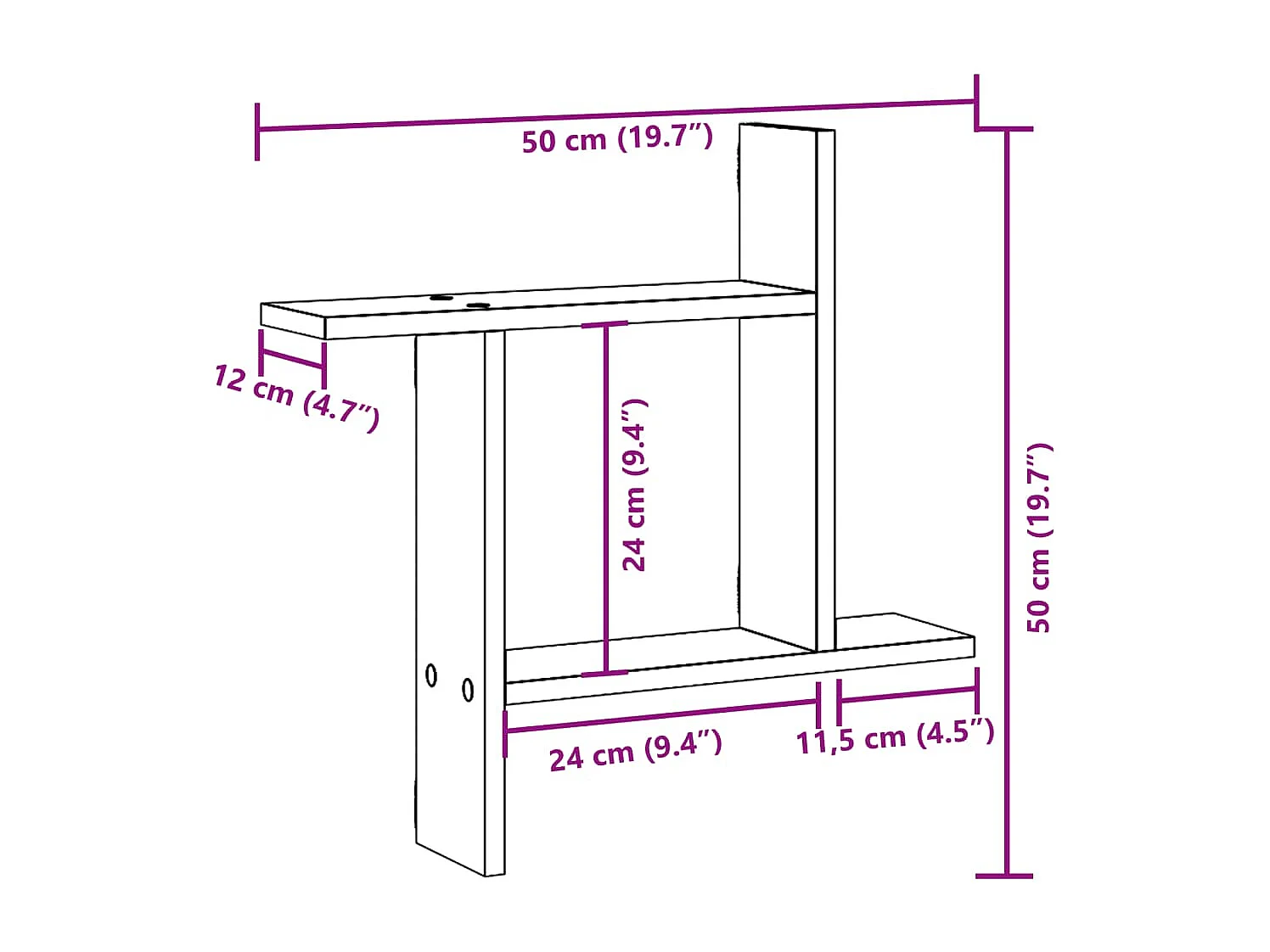 Wandregale 2 Stk. Schwarz 50x12x50 cm Holzwerkstoff