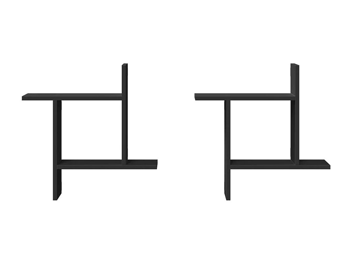 Wandregale 2 Stk. Schwarz 50x12x50 cm Holzwerkstoff