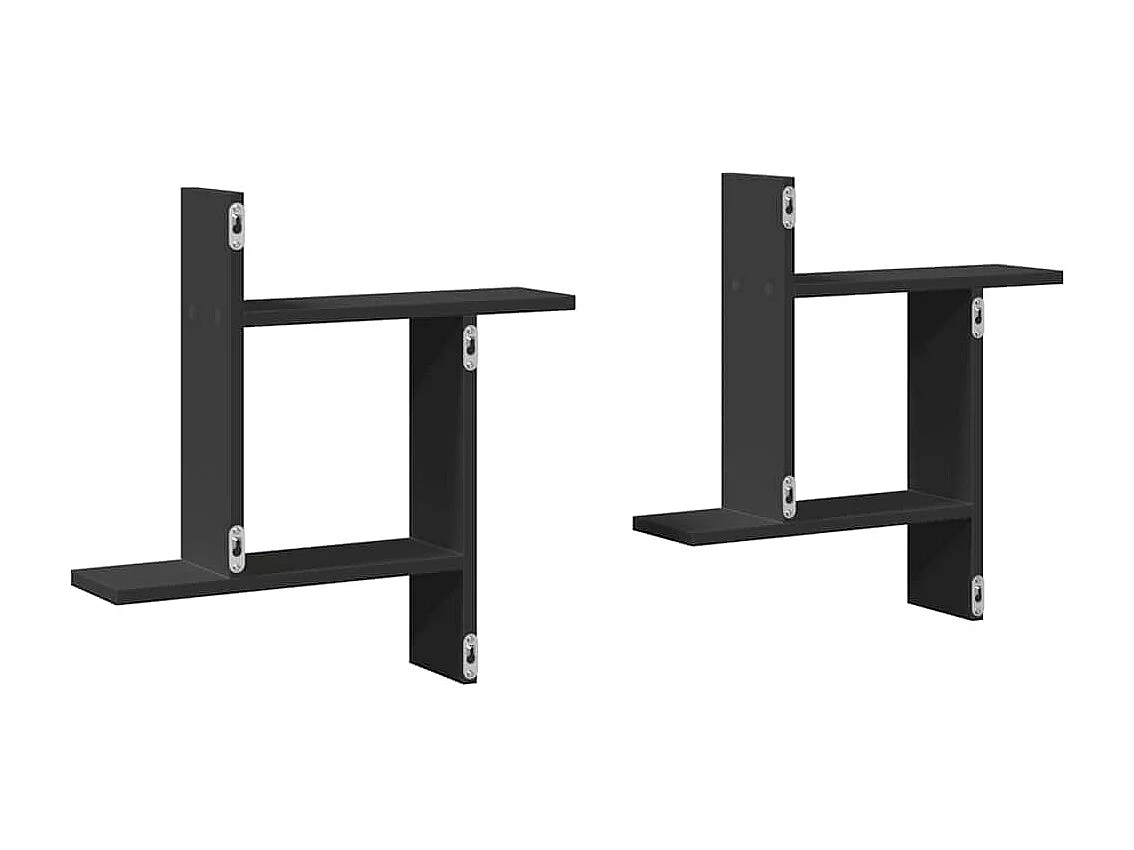 Étagères murales 2 pcs noir 50x12x50 cm bois d'ingénierie