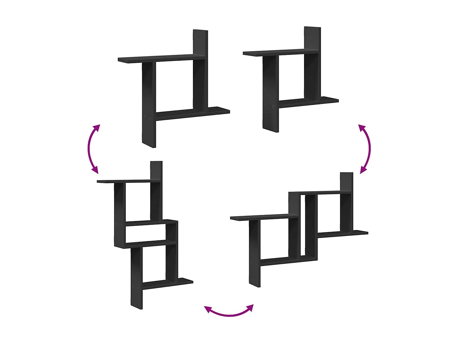 Étagères murales 2 pcs noir 50x12x50 cm bois d'ingénierie