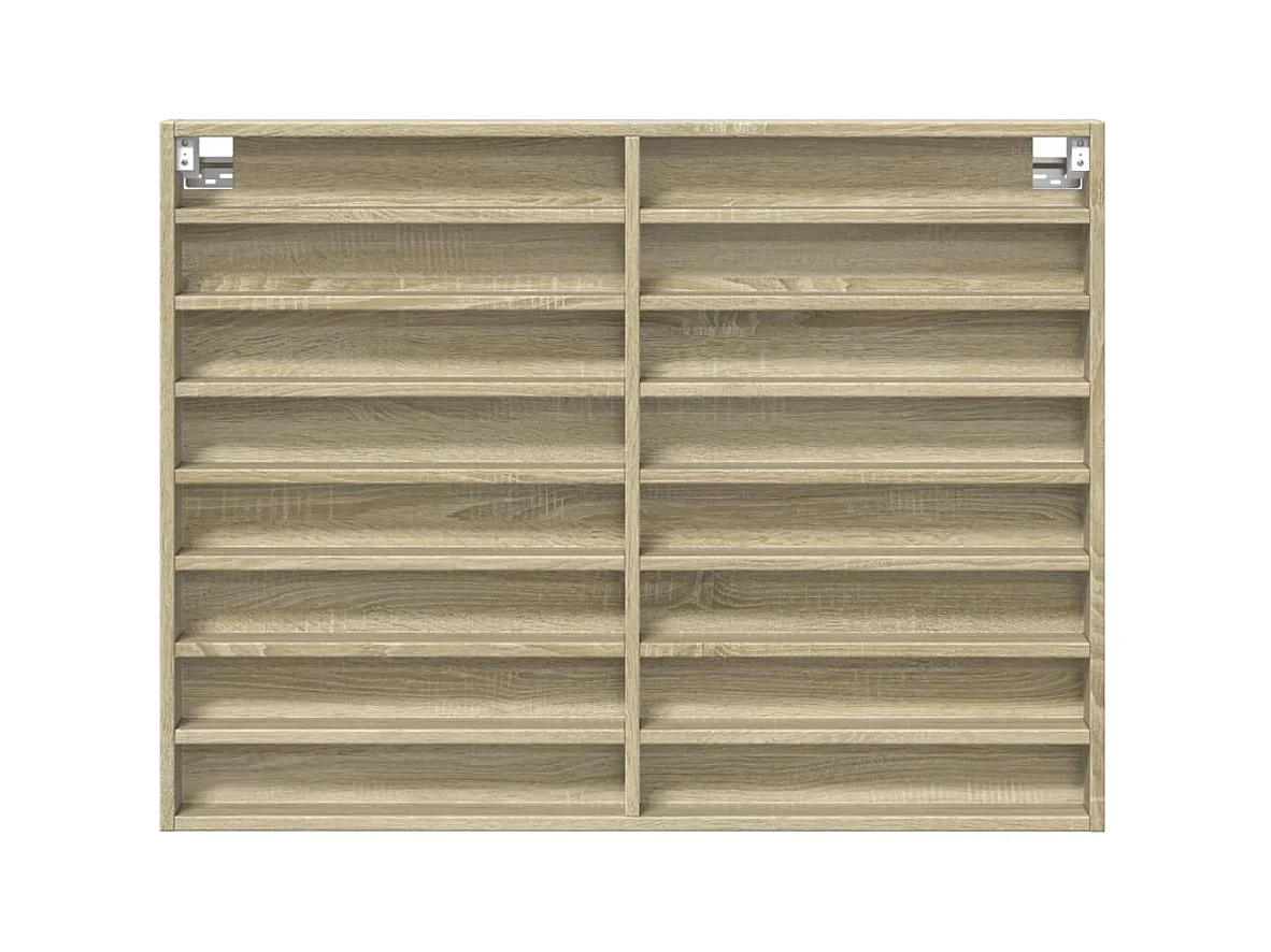 Vitrinekast 100x8,5x75 cm bewerkt hout sonoma eikenkleurig