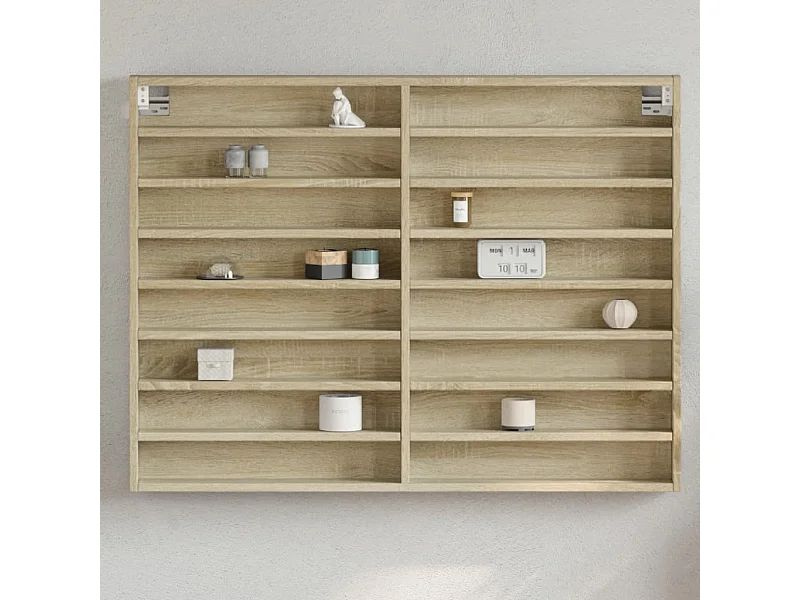 Armadietto Vetrina Rovere Sonoma 100x8,5x75cm Legno Multistrato