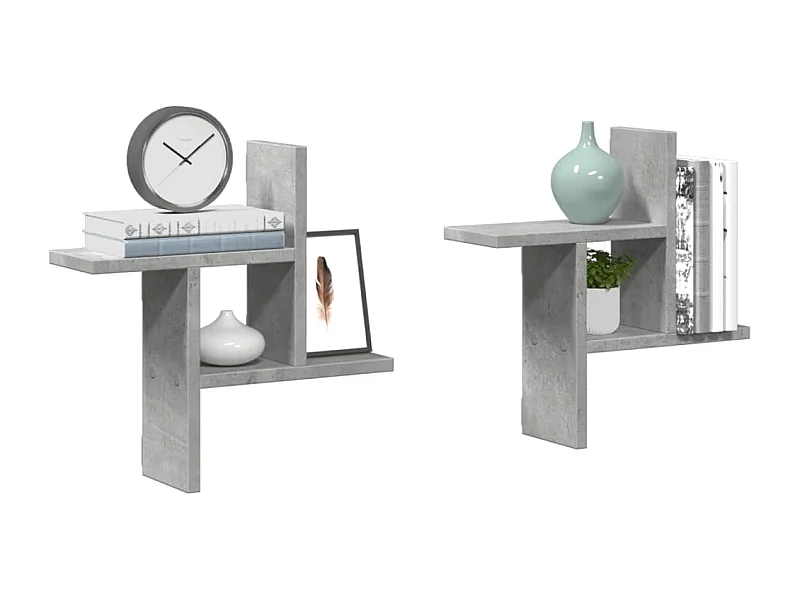 Wandregale 2 Stk. Betongrau 38x12x38 cm Holzwerkstoff