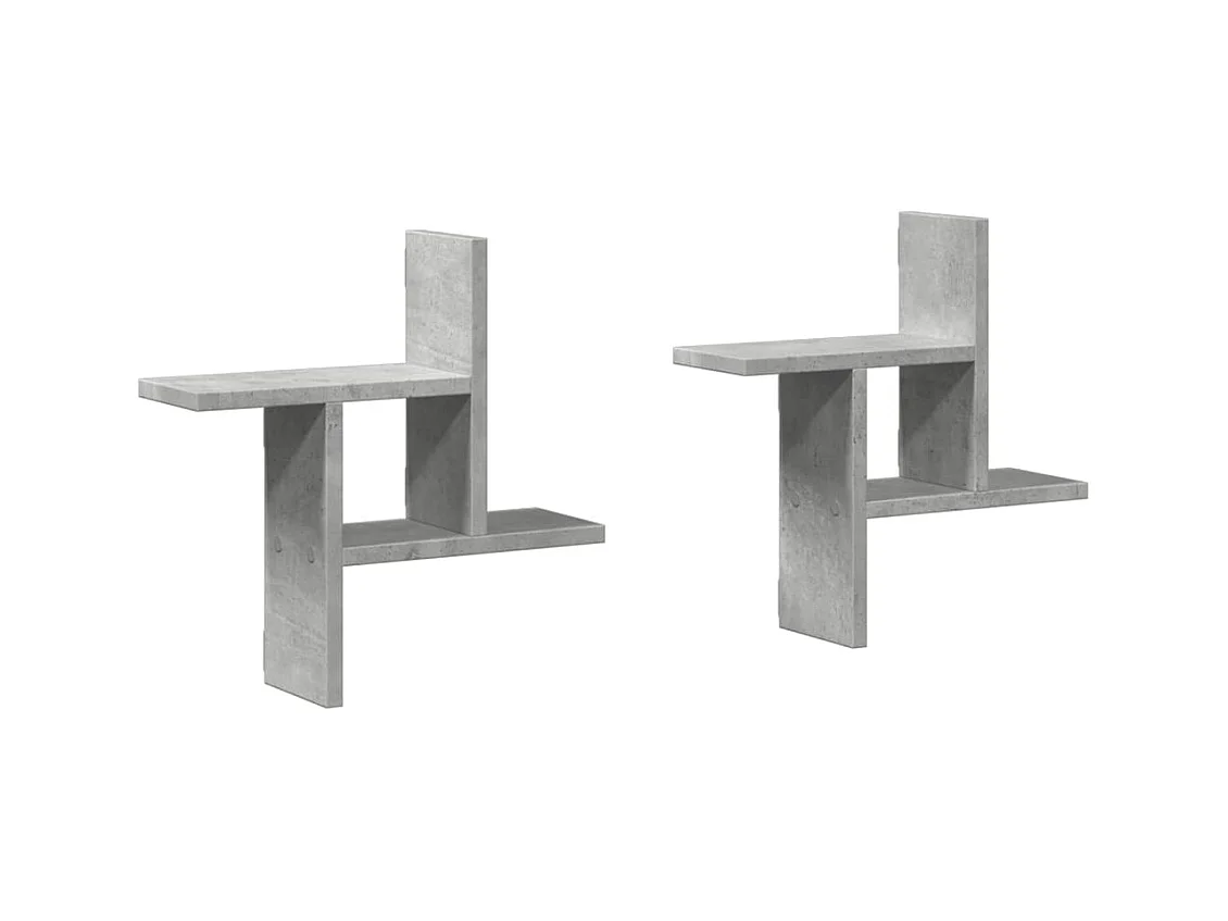 Wandregale 2 Stk. Betongrau 38x12x38 cm Holzwerkstoff