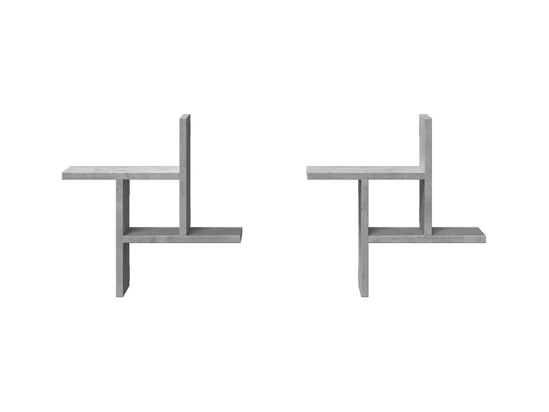 Wandregale 2 Stk. Betongrau 38x12x38 cm Holzwerkstoff