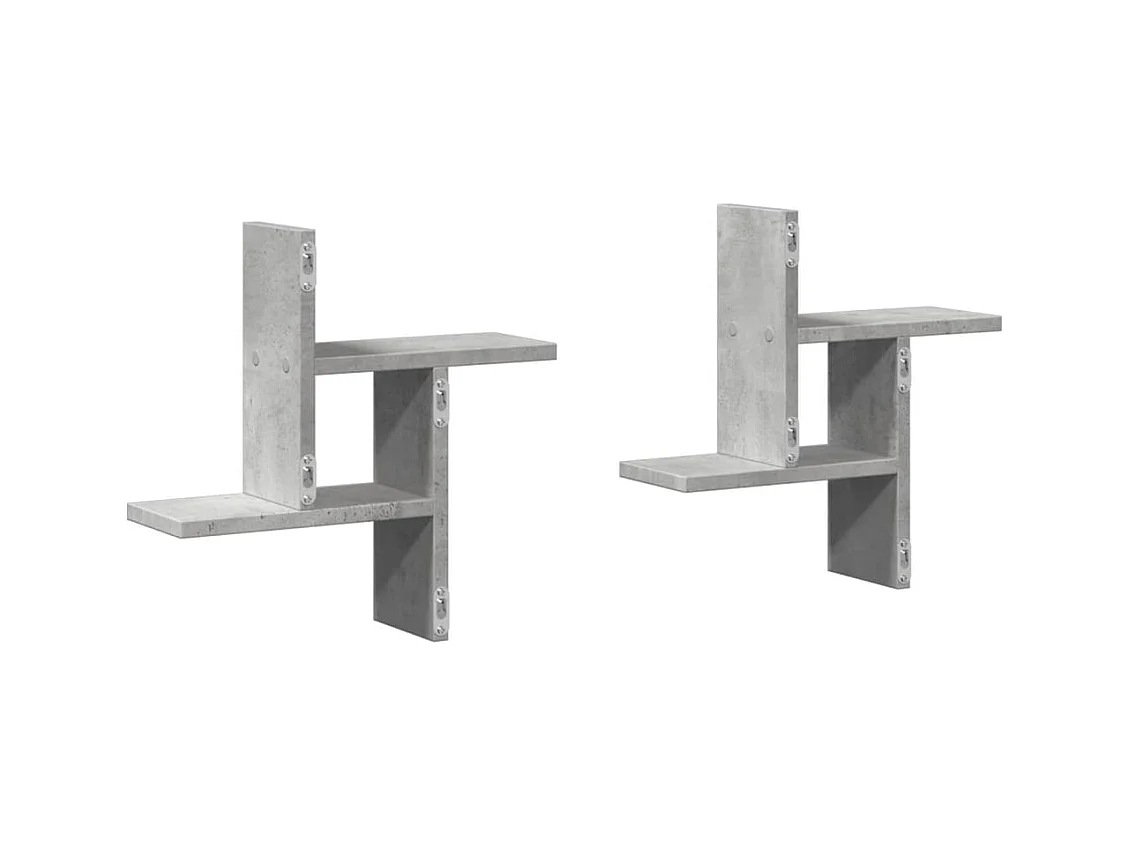 Wandregale 2 Stk. Betongrau 38x12x38 cm Holzwerkstoff