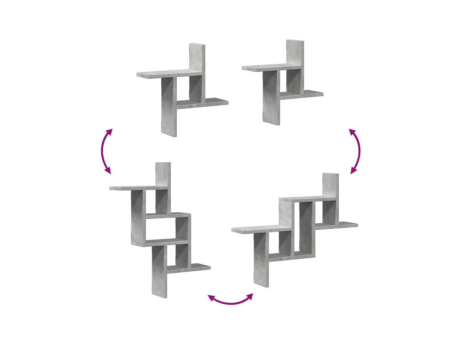 Wandregale 2 Stk. Betongrau 38x12x38 cm Holzwerkstoff