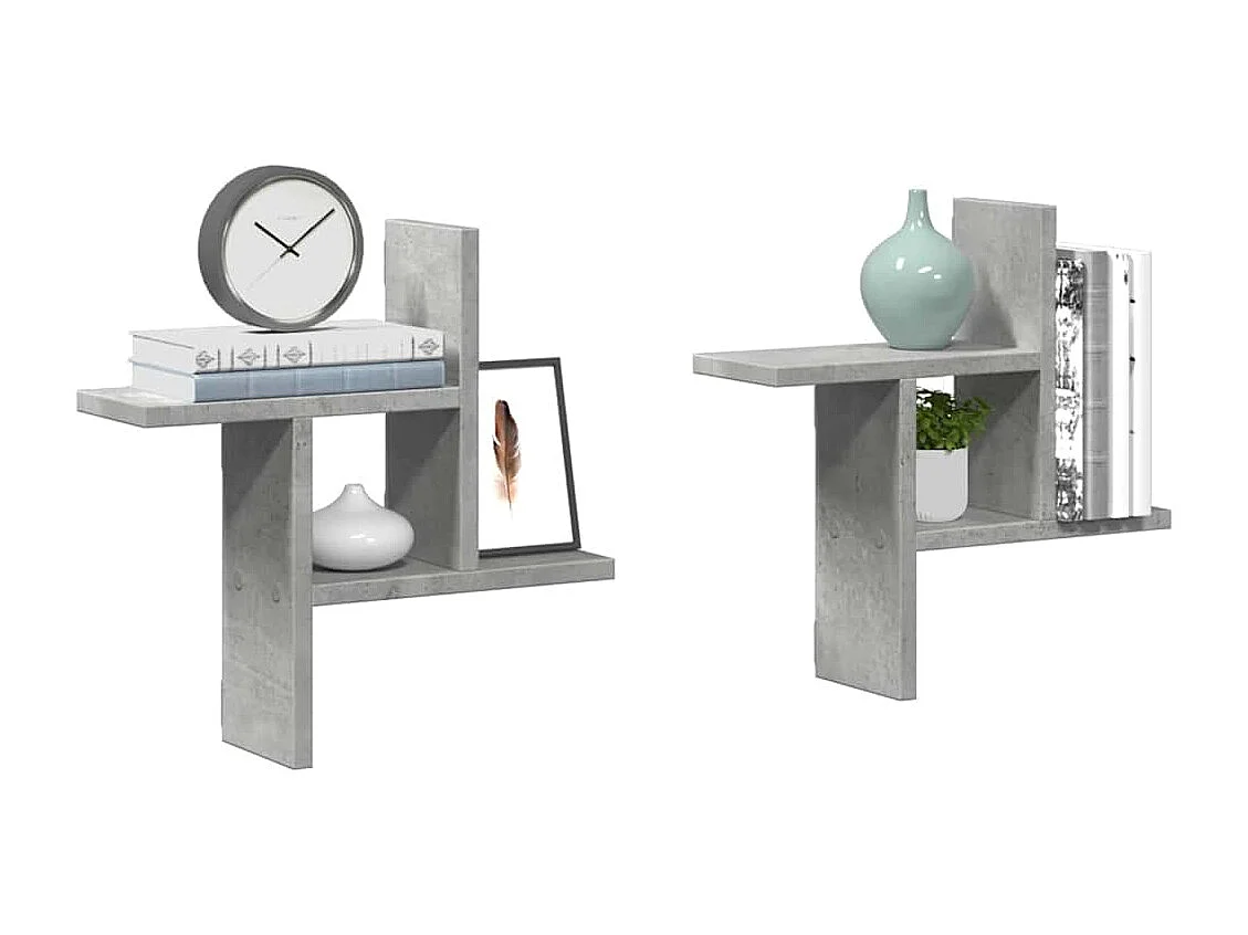 Étagères murales 2 pcs gris béton 38x12x38 cm bois d'ingénierie
