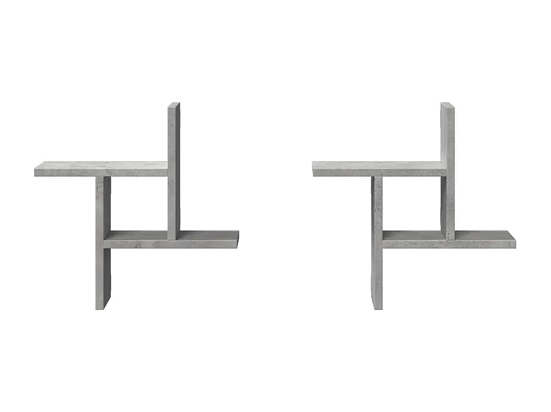 Étagères murales 2 pcs gris béton 38x12x38 cm bois d'ingénierie