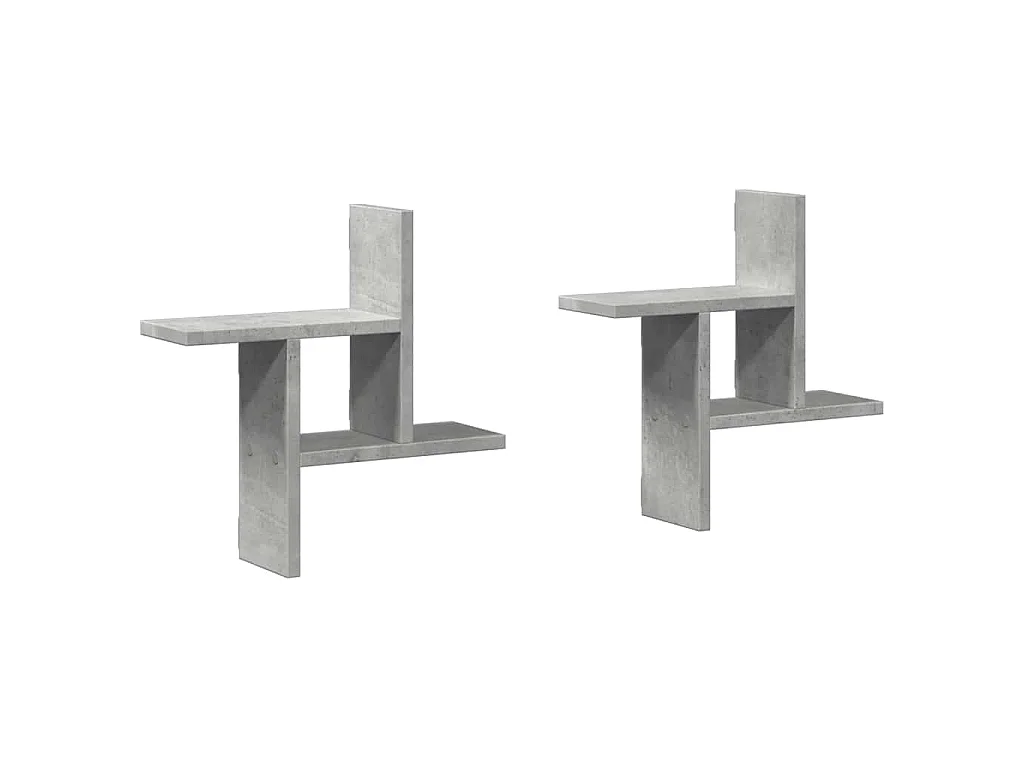 Wandregale 2 Stk. Betongrau 38x12x38 cm Holzwerkstoff