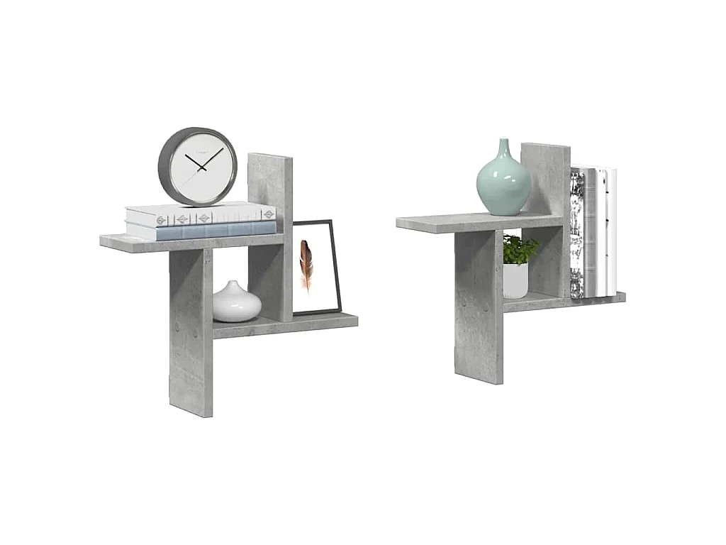 Wandregale 2 Stk. Betongrau 38x12x38 cm Holzwerkstoff