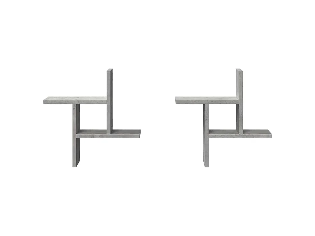 Wandregale 2 Stk. Betongrau 38x12x38 cm Holzwerkstoff