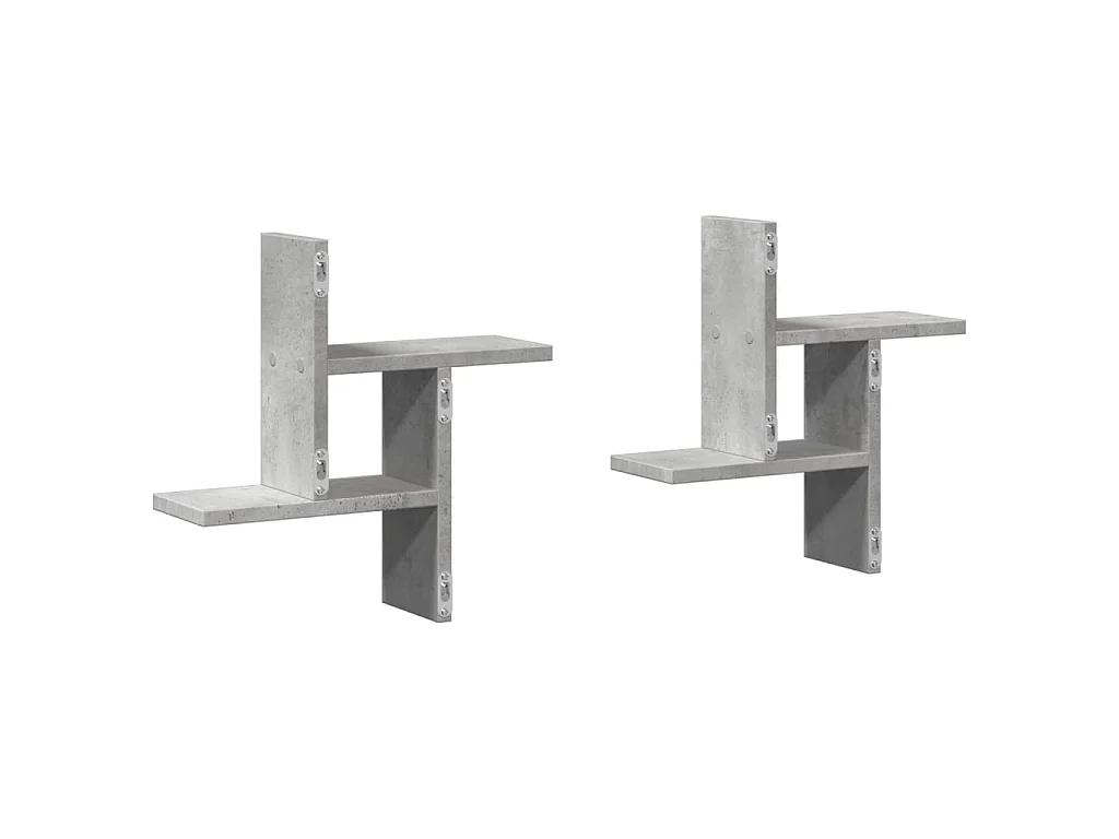 Wandregale 2 Stk. Betongrau 38x12x38 cm Holzwerkstoff