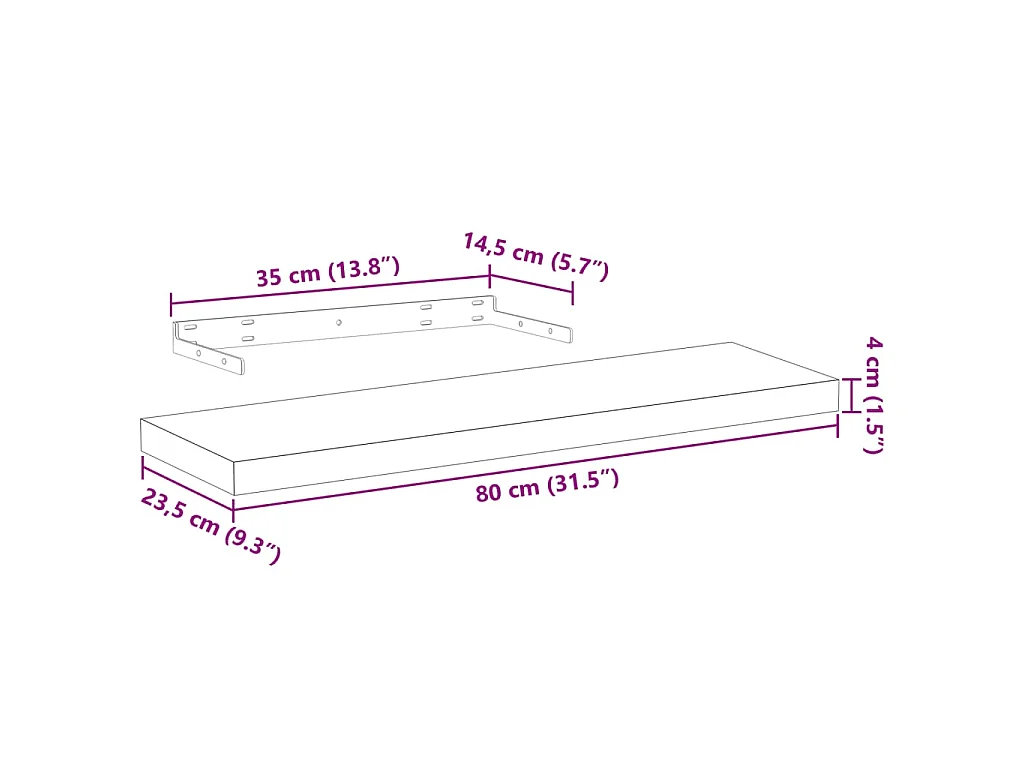 Mensole Pensili 4 pz 80x23,5x4 cm in Truciolato