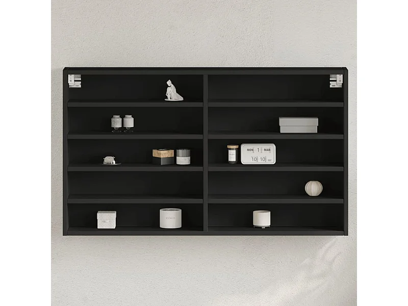 Armadietto con Vetrina Nero 100x15x58 cm Legno Multistrato