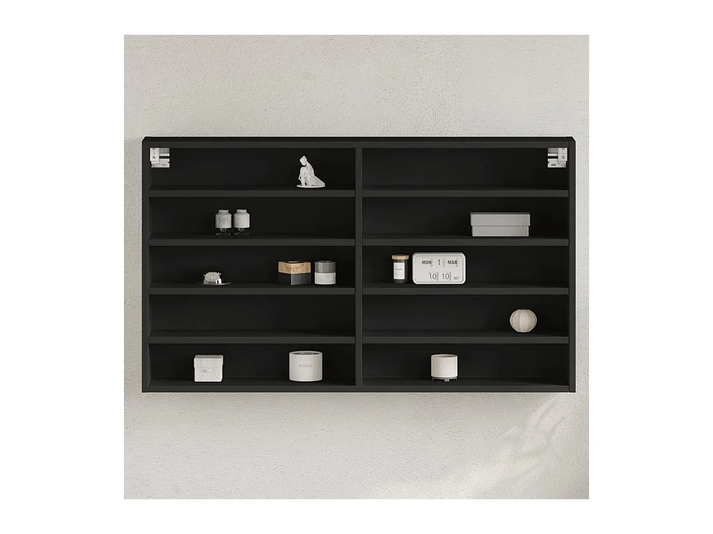 Armadietto con Vetrina Nero 100x15x58 cm Legno Multistrato