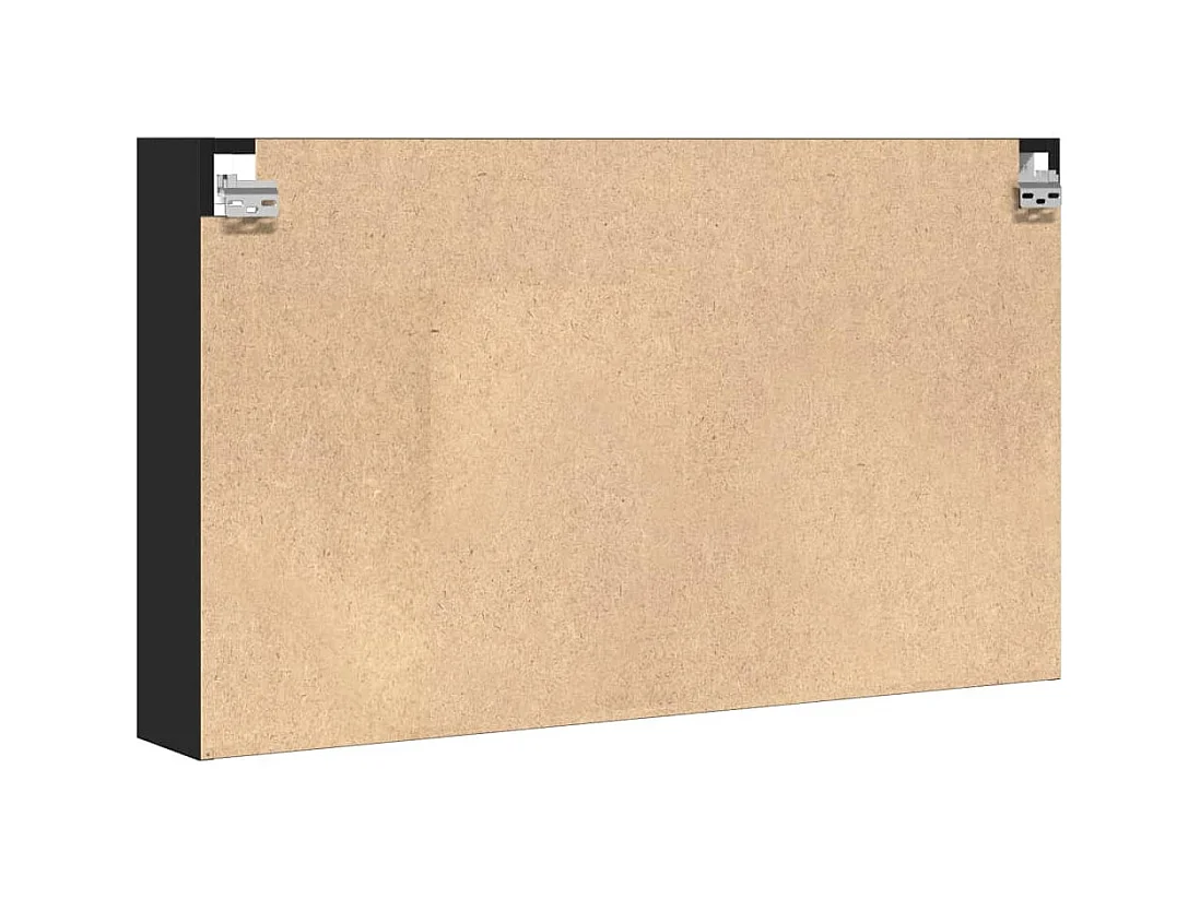 Armadietto con Vetrina Nero 100x15x58 cm Legno Multistrato