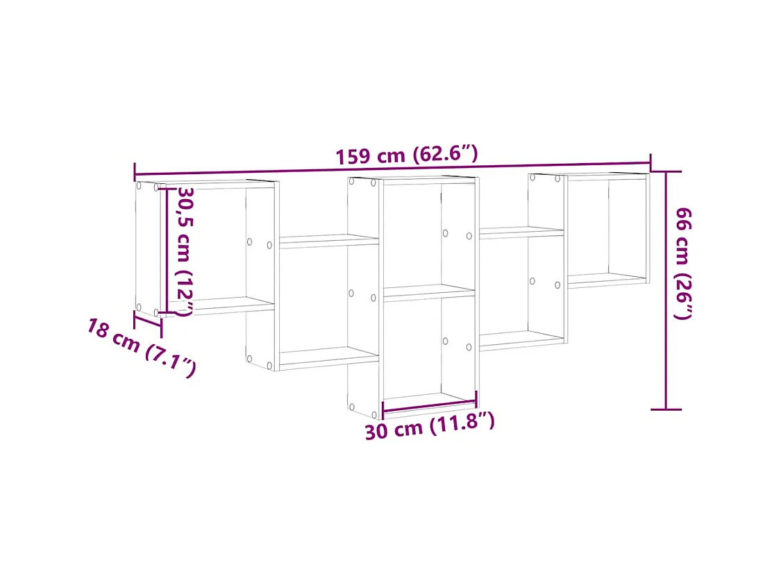 Étagère murale blanc 159x18x66 cm bois d'ingénierie