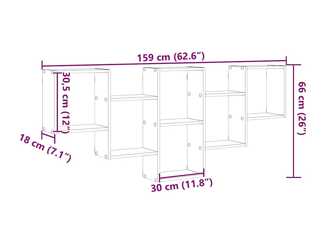 Étagère murale blanc 159x18x66 cm bois d'ingénierie