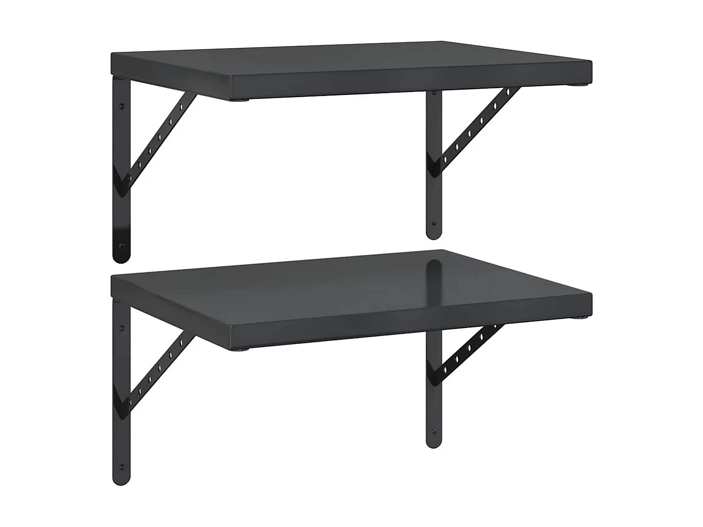 Étagères murales 2 pcs 50x40 cm noir acier inoxydable