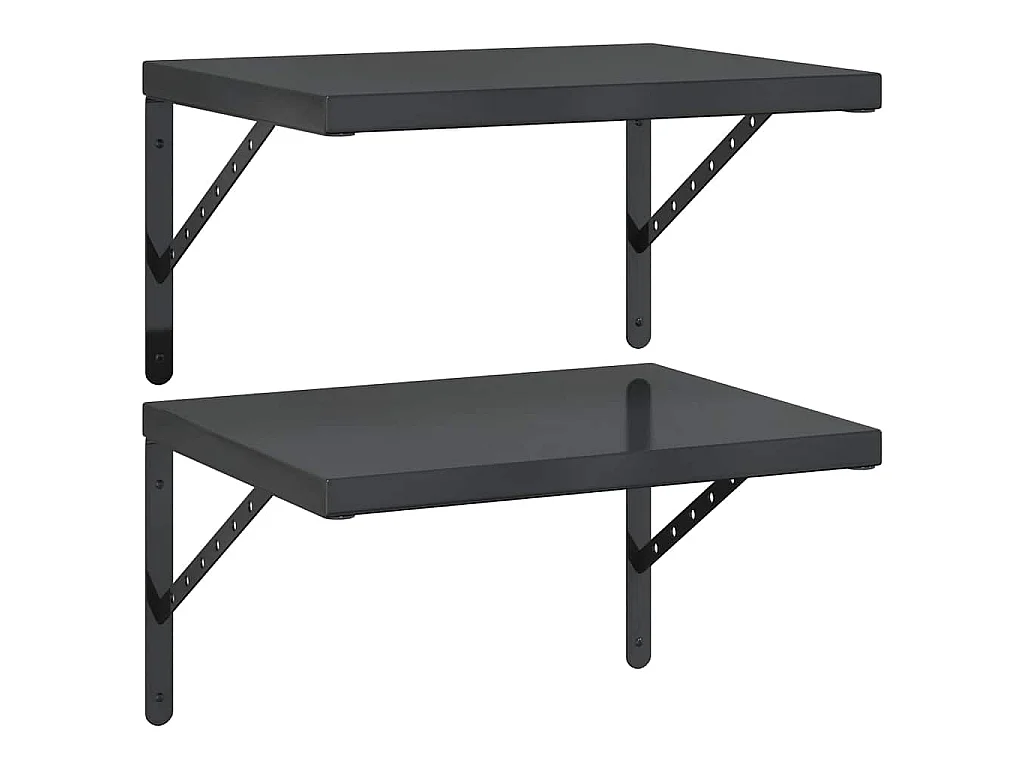 Wandregale 2 Stk. 50x40 cm Schwarz Edelstahl