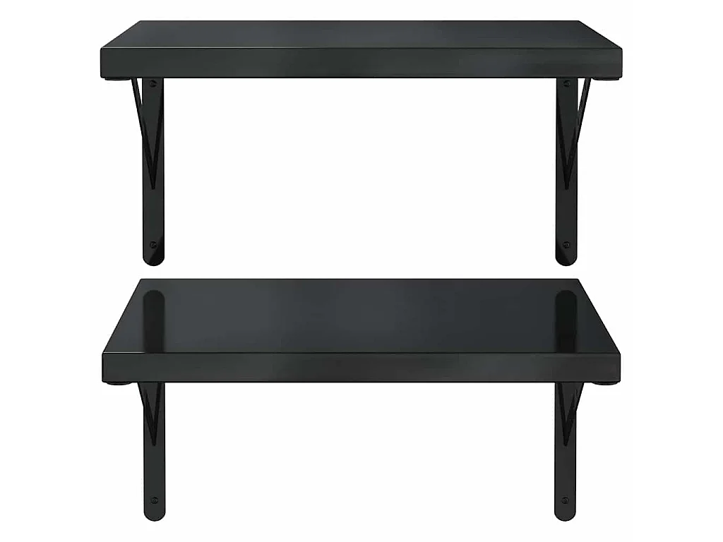 Wandregale 2 Stk. 50x40 cm Schwarz Edelstahl