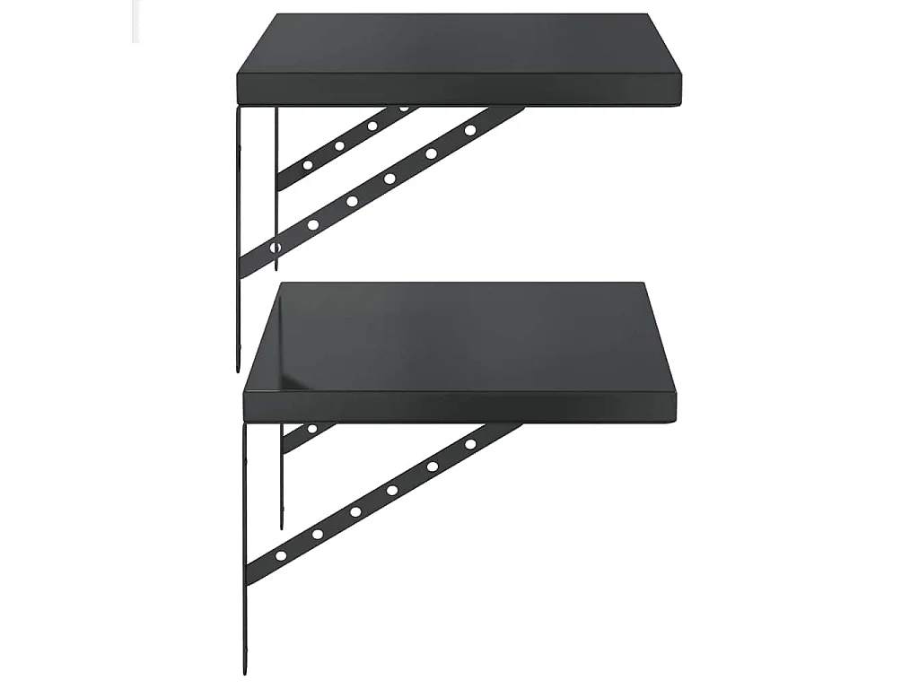 Wandregale 2 Stk. 50x40 cm Schwarz Edelstahl