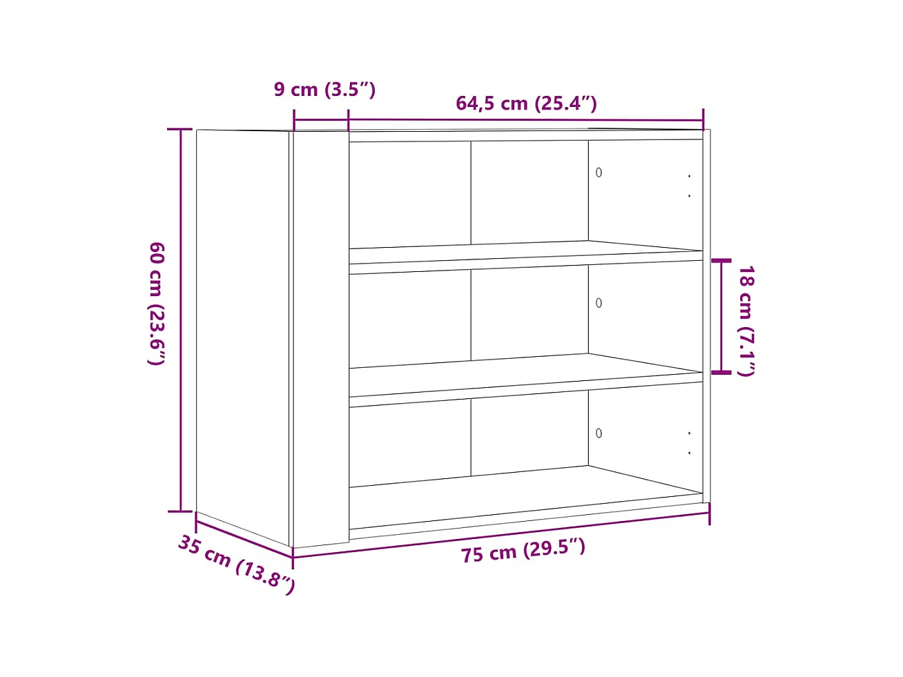 Wandregal Betongrau 75x35x60 cm Holzwerkstoff