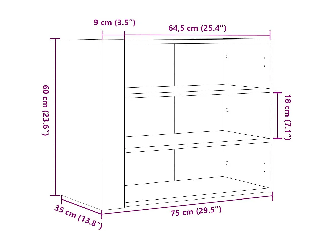 Armoire murale gris béton 75x35x60 cm bois d'ingénierie